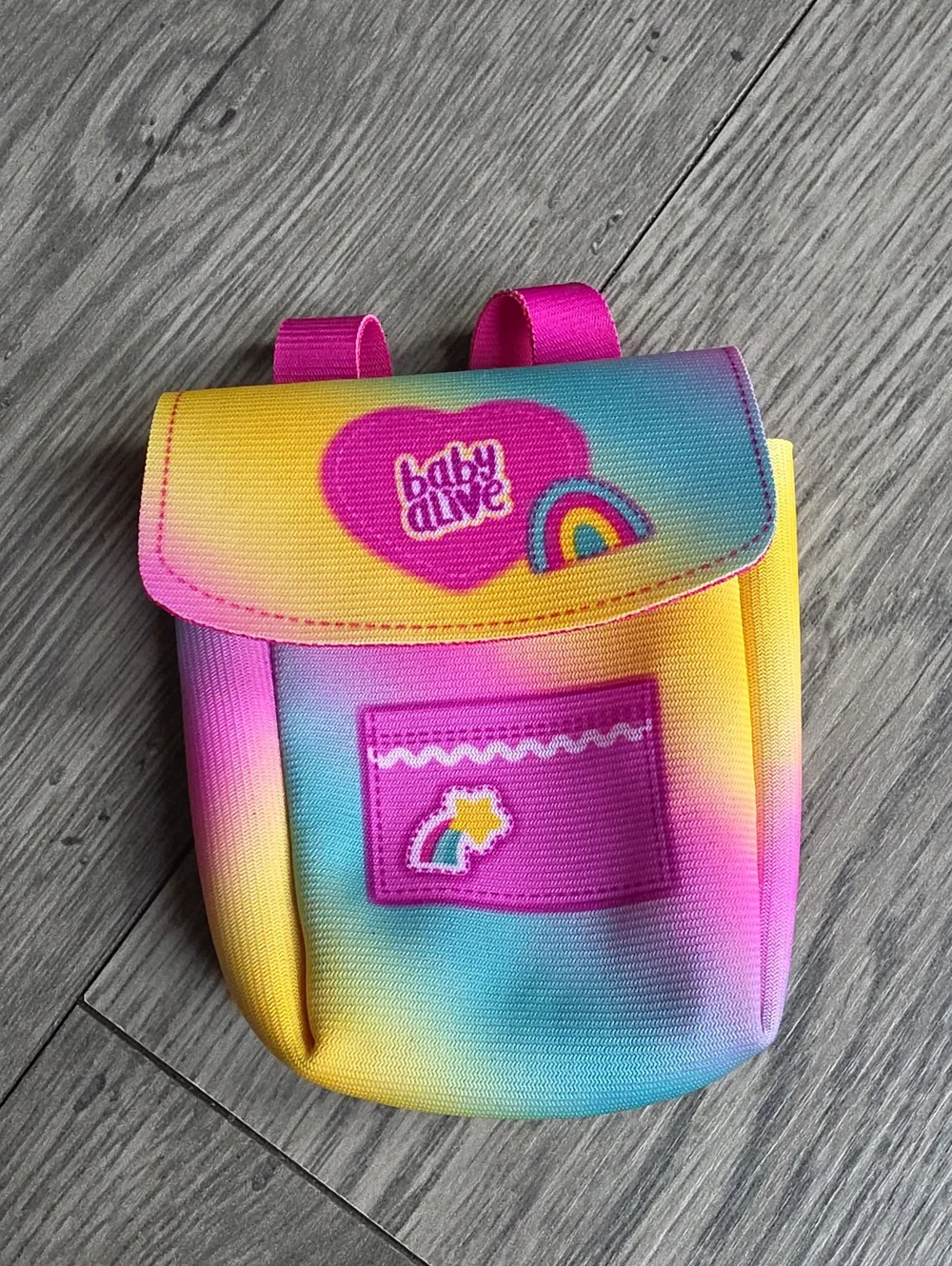 Baby Alive Time For School Rainbow Mini Backpack - Pink, Yellow, Blue Tie Dye